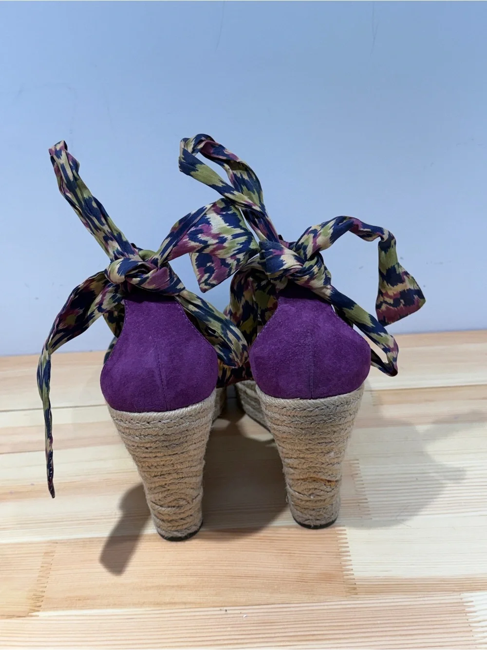 UGG Lucianna Marrakech Silk Tie Espadrille Wedges - Purple/Multi